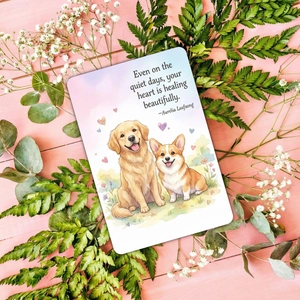 Vue détaillée d'une carte décorative aquarelle de chien avec citation inspirante