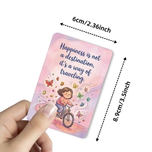 Pink watercolor affirmation card with a girl on a bike, 6x8.9cm wall decor set