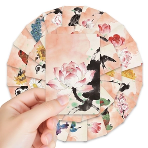 36pcs Chinese ink style flower and bird greeting cards with elegant rounded corners