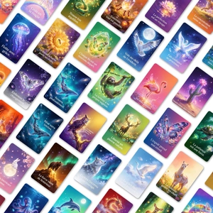 36-piece set of French inspirational animal energy cards for scrapbooking and wall decor