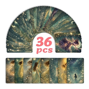 Détails de 36 cartes oracle Moon Goddess avec art céleste et citations inspirantes