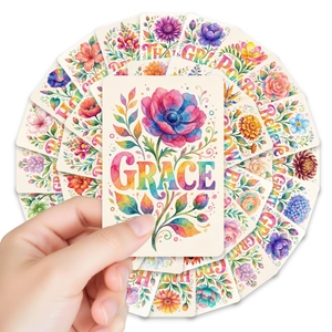 36-teiliges Set bunter Aquarell-Grußkarten mit floralen Motiven und inspirierenden Sprüchen