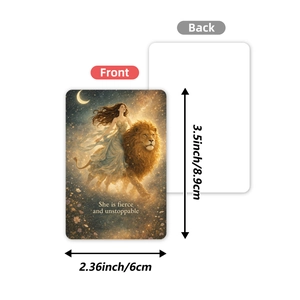 Cartes d'affirmation déesse avec illustration de lion pour décoration murale et journaux