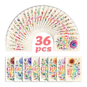 Set mit 36 einzigartigen florale Grußkarten mit Aquarellblumen und inspirierenden Motiven