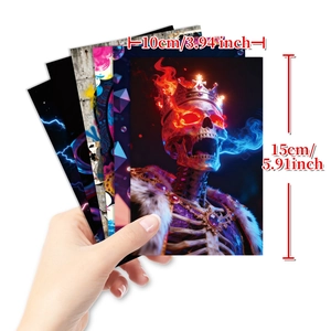 10er-Set Totenkopf-Wandkarten mit Graffiti und geometrischen Kunststilen für Dekoration