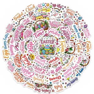 50 pieces of waterproof Easter bunny stickers for DIY laptops and holiday decoration