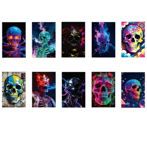 Set mit 10 künstlerischen Totenkopf-Postern in Cyberpunk- und Street-Graffiti-Designs