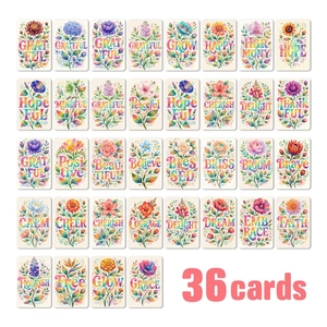 Inspirierende Blumen Grußkarten Aquarell Floral Positive Zitate Postkarten Gestrichenes Papier Schreibwaren Mini Notizkarten