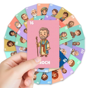 Handheld fan of 36 cartoon character cognition flashcards for early childhood learning