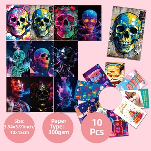 10er-Set dekorative Wandkarten mit Totenkopfmotiven aus 300g/m² starkem Papier