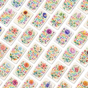 Florale Motivationskarten-Set mit Aquarell-Designs und positiven Zitaten im Set