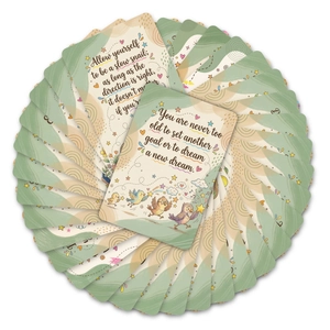 Détail de cartes de motivation avec oiseaux mignons et design circulaire vert