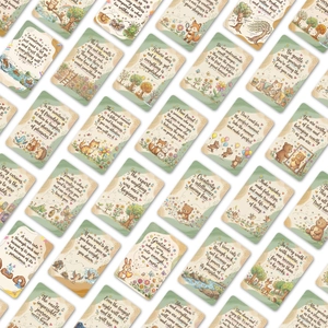 Lot de 36 cartes de la série forêt d'animaux avec citations inspirantes pour décoration murale