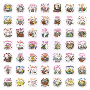 49 pieces of cute colorful Easter bunny and egg waterproof stickers for DIY laptop
