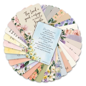 36-piece set of watercolor floral inspirational cards with bible verses and round corners