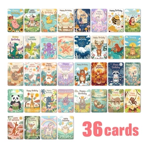 Cartoon Animal Happy Birthday Cards For Kids Cute Colorful Blessing Greeting Note Cards For Gift Decoration Party Supplies