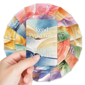 Set di 36 carte mindfulness per cura di sé e meditazione con design artistico colorato