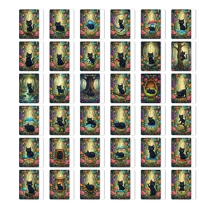 Lot de 36 cartes de chat noir de la forêt avec des citations inspirantes