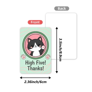 36-piece cute cartoon cat thank you cards set with minimalist green and white design