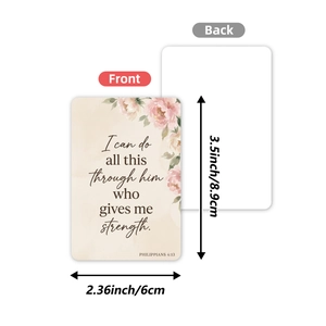 Floral watercolor inspirational cards set with Philippians 4:13 bible verse and dimensions