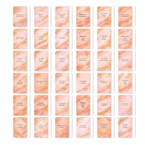 Set of 36 pink marble affirmation cards with gold glitter accents for manifestation