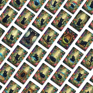 Lot de 36 cartes illustrées de chats noirs avec des citations inspirantes