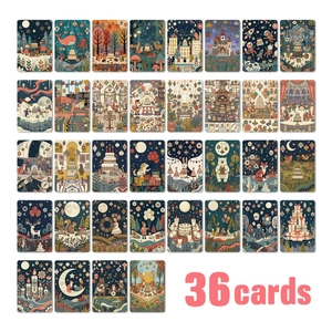 36 Retro Fairy Tale Illustration Cards Set For Journaling DIY Coated Paper Message Cards Wall Decor Art Greeting Cards Gift