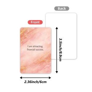 Pink marble manifestation cards set showing 3.5 x 2.36 inch dimensions for wall decor