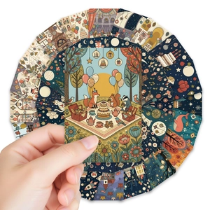 Vintage fairy tale illustration cards with cute animals for wall decor and journaling