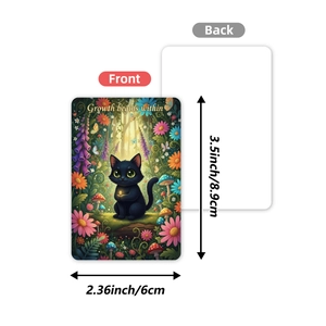 Carte illustration chat noir forêt 8,9x6cm pour décoration et journal