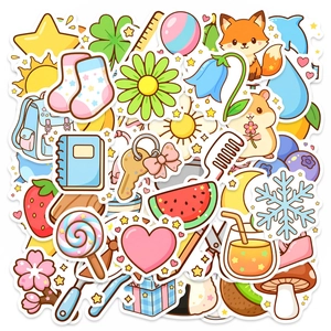Autocollants Mignons Dessins Animés Imperméables en Vinyle PVC pour Enfants Ordinateur Portable Gourde Scrapbook Journal DIY Décor