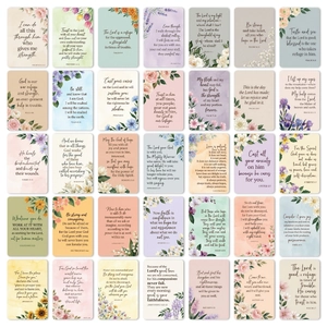 36-piece set of watercolor floral inspirational cards with Christian scripture verses
