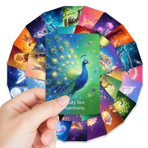 36 Fantasy Animal Energy Quote Cards with artistic illustrations and motivational text