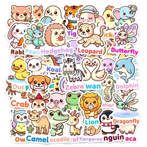 Set di 50 simpatici adesivi per animali per bambini decorazioni in PVC impermeabile
