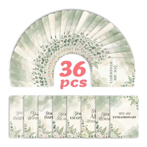 Set di 36 biglietti botanici ad acquerello con disegni floreali e frasi motivazionali