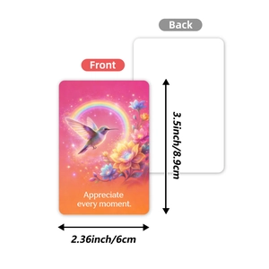 Set of 36 fantasy animal quote cards with rainbow and hummingbird design for decor