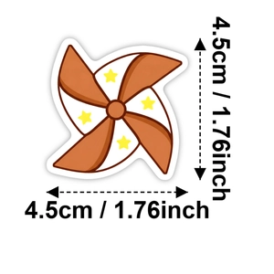 Vue détaillée de l'autocollant moulin à vent avec marquages de dimension de 4,5 cm