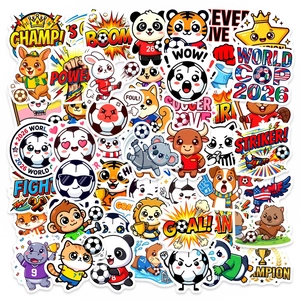 Autocollants Animaux Dessin Animé Football Imperméable PVC Thème Football Décalcomanies Décoratives pour Ordinateur Papeterie