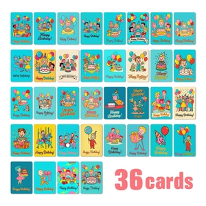 Cartoon Birthday Greeting Cards Kids Happy Birthday Message Notes Assorted Patterns Hand Written Multi Design Stationery Gift Cards