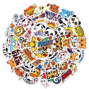 Lot de 50 autocollants imperméables d'animaux de football pour décorations sportives enfant