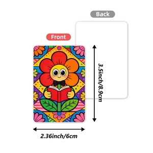 Cute cartoon sunflower reading book animal card for decoration and messages 3.5x2.36 inch