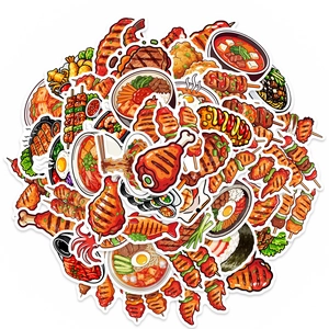 Adesivi a Tema Cibo Asiatico Cartoon Decalcomanie in Vinile Impermeabile per Laptop Telefono Scrapbook Journal Fai da Te