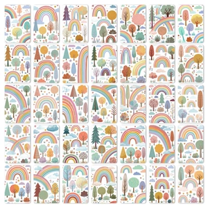 35-piece rainbow and forest illustration card set for DIY journals and wall decor