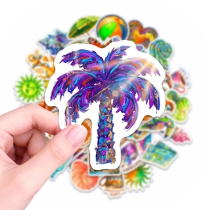 Mediterranean summer vacation palm tree sticker set for DIY journal and waterproof decor