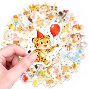Gros plan d'un autocollant de léopard mignon du lot de 50 stickers animaux pour enfants