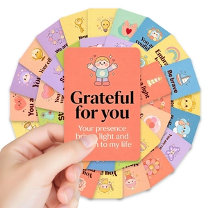 36-piece positive affirmation cards set with colorful cartoon illustrations and quotes