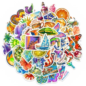 50pcs Mediterranean summer vacation waterproof stickers for DIY luggage and notebooks