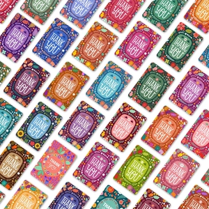 36-piece Bohemian thank you card set with floral designs and rounded corner details