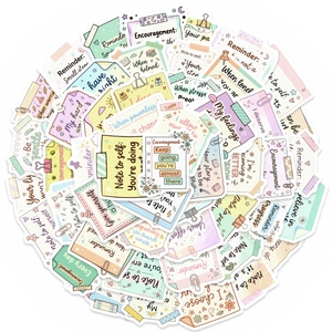 50pcs waterproof motivational book stickers for laptops and planners in Macaron colors