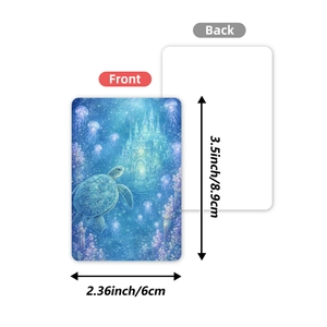 3.5x2.36 inch dreamy sea turtle underwater castle illustration card set with blank back